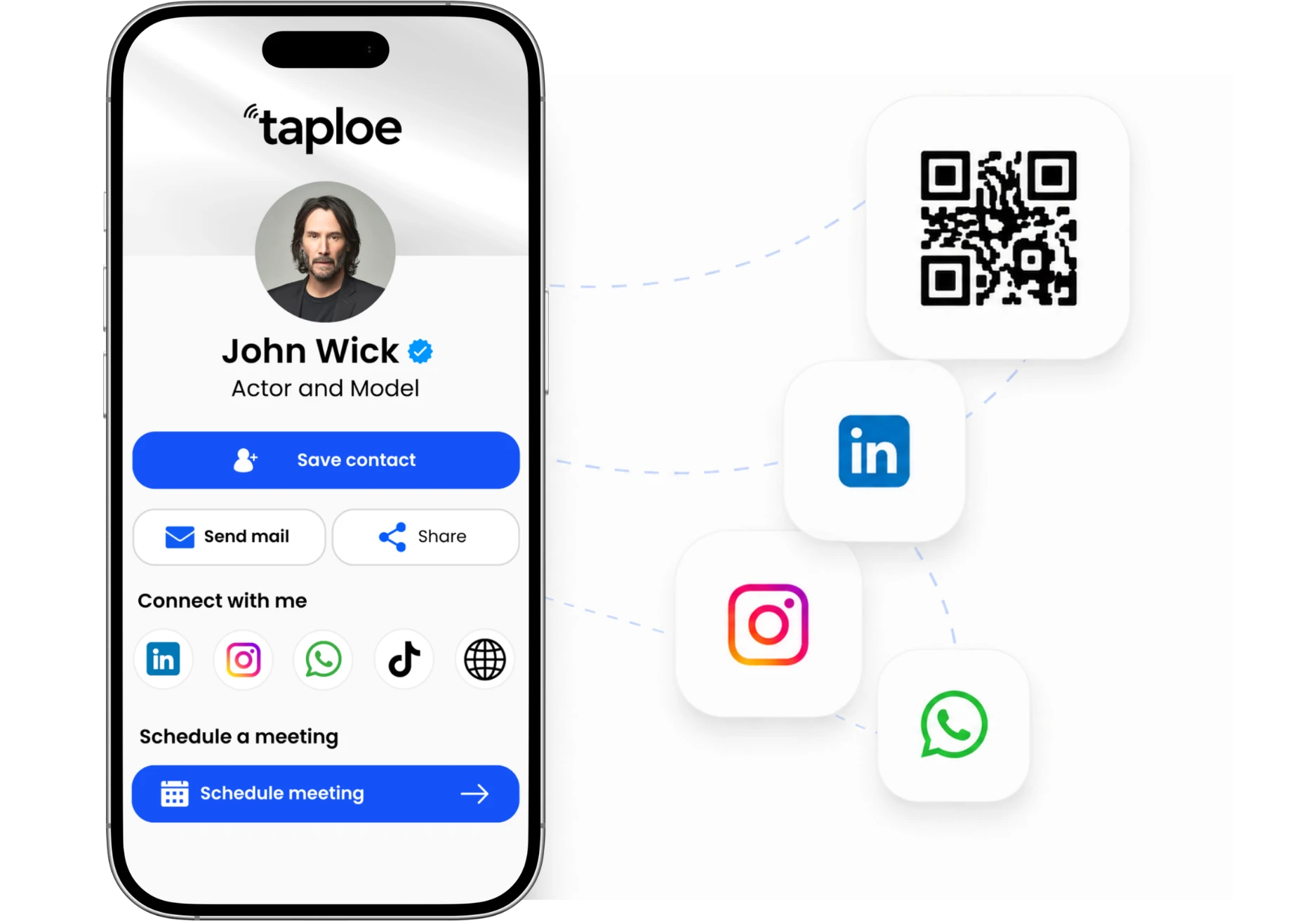 Taploe digital card on a phone